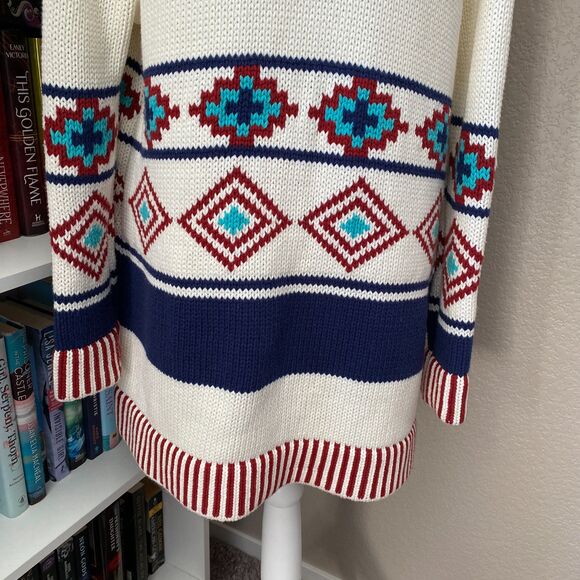MARINE LAYER The Cora Aztec Cotton Knit Oversized Open Cardigan Sweater XS/S - Picture 9 of 11